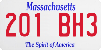 MA license plate 201BH3