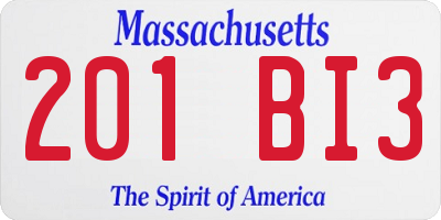 MA license plate 201BI3