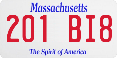 MA license plate 201BI8