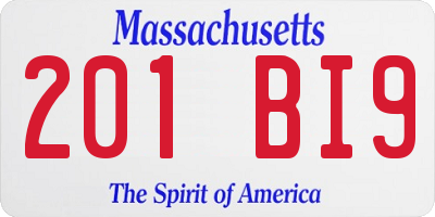 MA license plate 201BI9