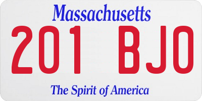 MA license plate 201BJ0
