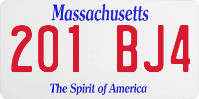 MA license plate 201BJ4