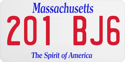 MA license plate 201BJ6