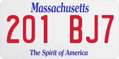 MA license plate 201BJ7