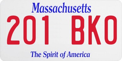 MA license plate 201BK0