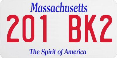 MA license plate 201BK2