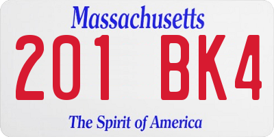 MA license plate 201BK4
