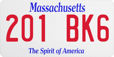 MA license plate 201BK6
