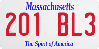 MA license plate 201BL3