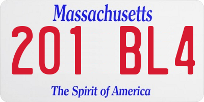 MA license plate 201BL4