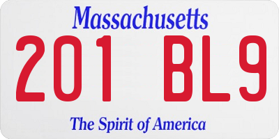 MA license plate 201BL9
