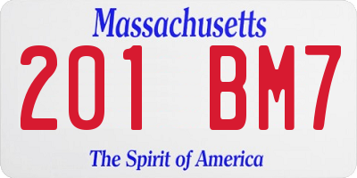 MA license plate 201BM7