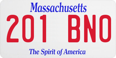 MA license plate 201BN0
