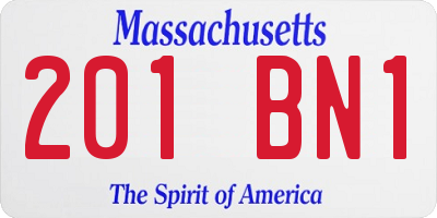 MA license plate 201BN1