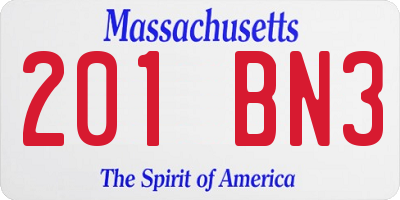 MA license plate 201BN3