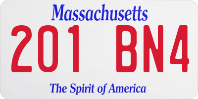 MA license plate 201BN4