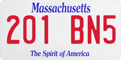 MA license plate 201BN5