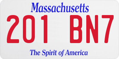 MA license plate 201BN7