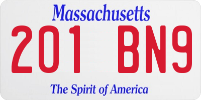 MA license plate 201BN9