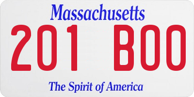MA license plate 201BO0