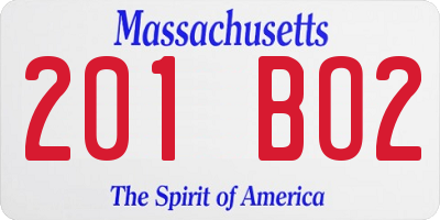 MA license plate 201BO2