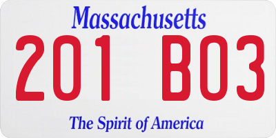 MA license plate 201BO3