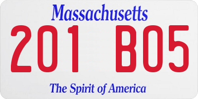 MA license plate 201BO5