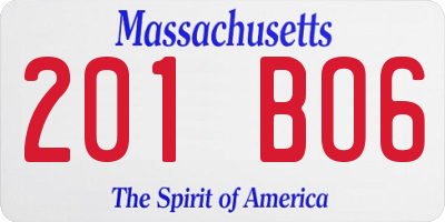 MA license plate 201BO6