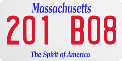 MA license plate 201BO8