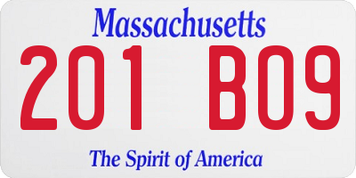 MA license plate 201BO9