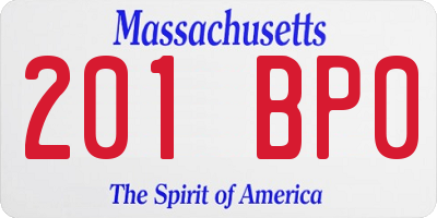 MA license plate 201BP0