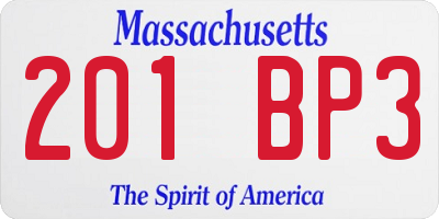 MA license plate 201BP3