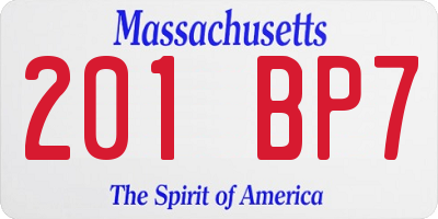 MA license plate 201BP7