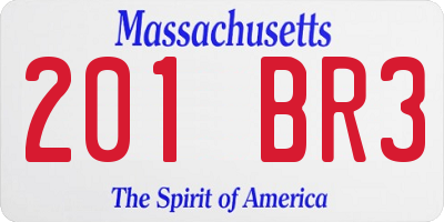 MA license plate 201BR3
