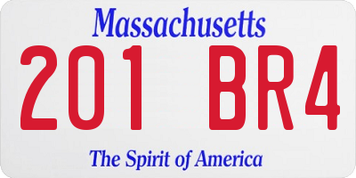 MA license plate 201BR4