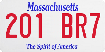 MA license plate 201BR7