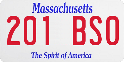 MA license plate 201BS0