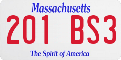 MA license plate 201BS3