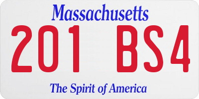 MA license plate 201BS4