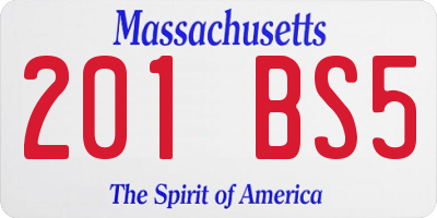 MA license plate 201BS5