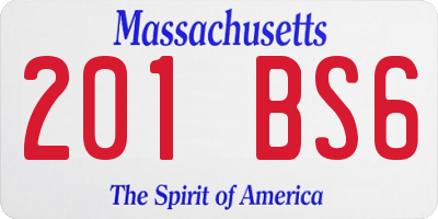 MA license plate 201BS6