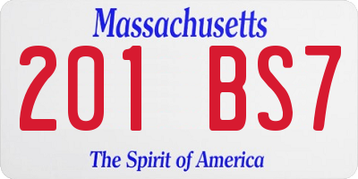 MA license plate 201BS7