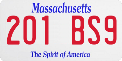 MA license plate 201BS9
