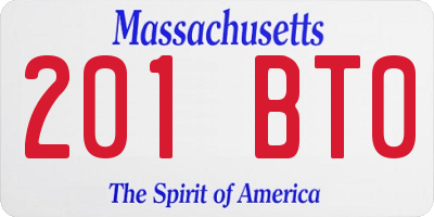 MA license plate 201BT0