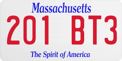 MA license plate 201BT3