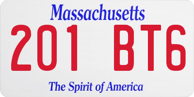 MA license plate 201BT6