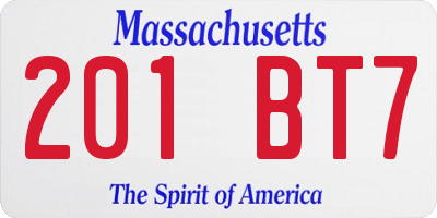 MA license plate 201BT7