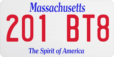MA license plate 201BT8