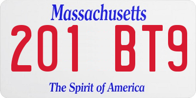 MA license plate 201BT9