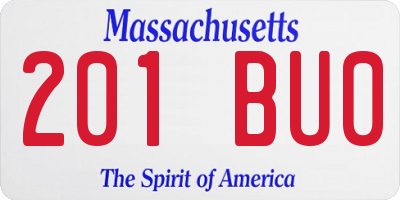 MA license plate 201BU0